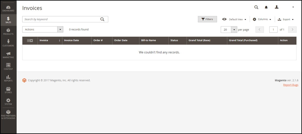 Magento Invoices Display