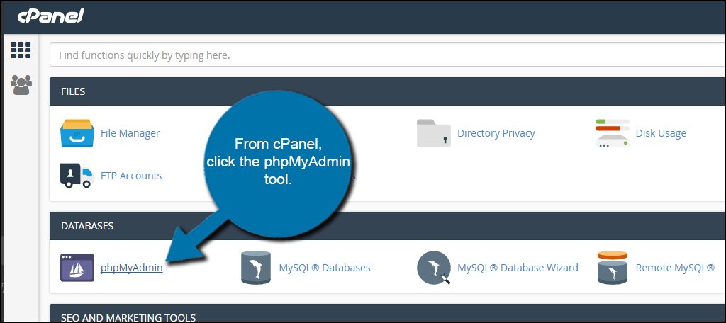 Magento phpMyAdmin