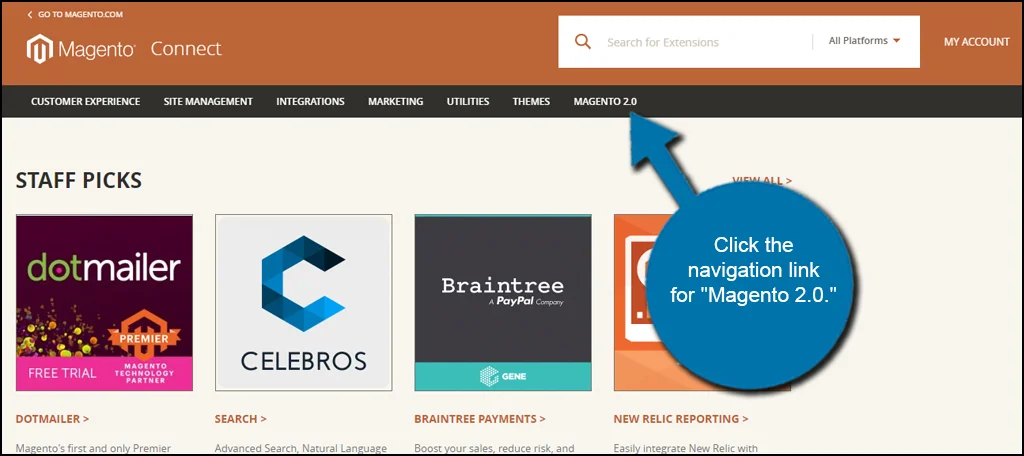 Navegación Magento 2