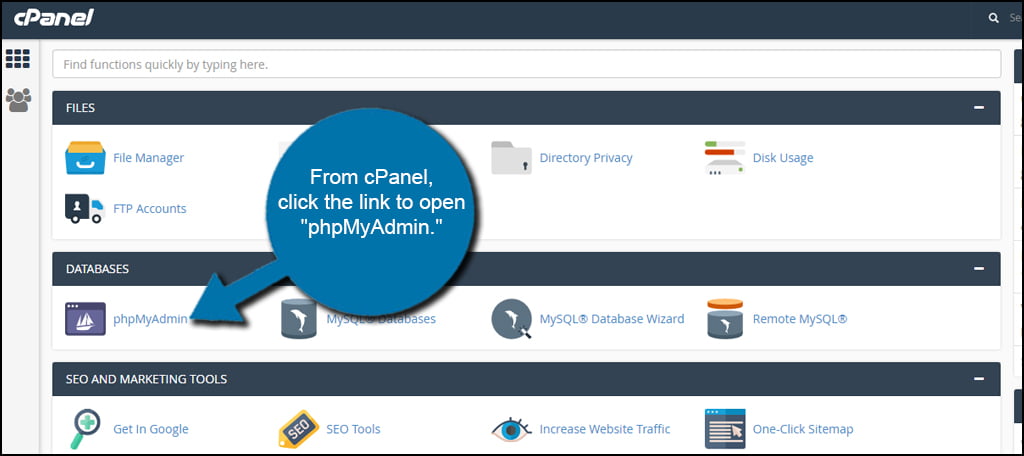 Open phpMyAdmin