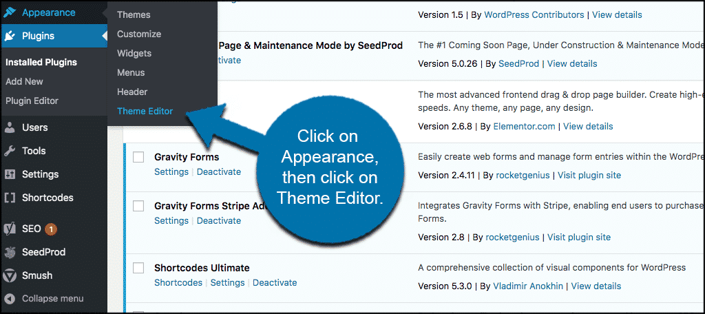 Click appearance and then theme editor