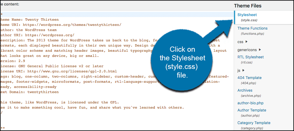 Click the stylesheet file