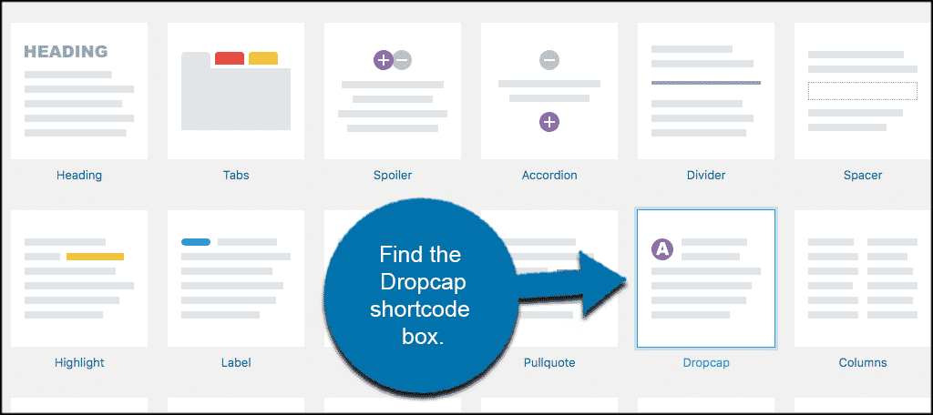 Drop cap shortcode box