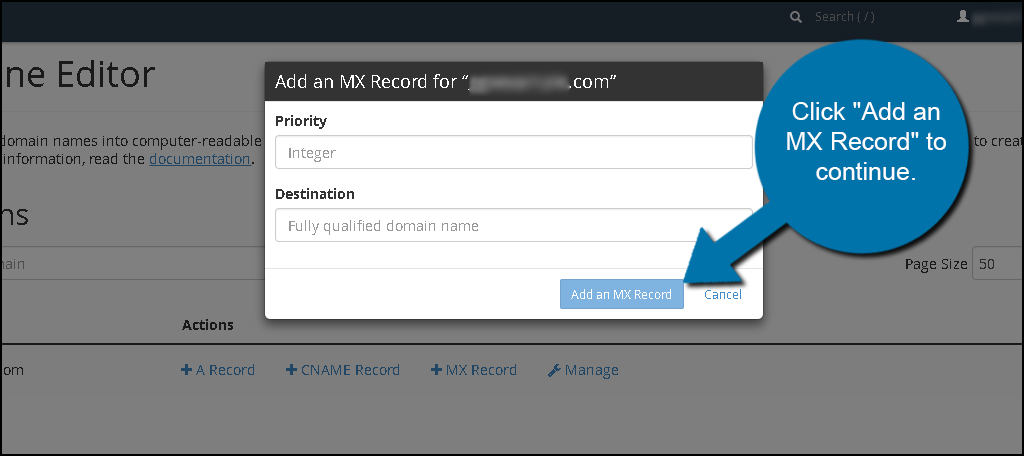 Add MX Record