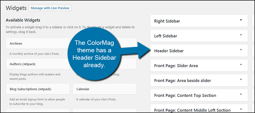 ColorMag Header Sidebar