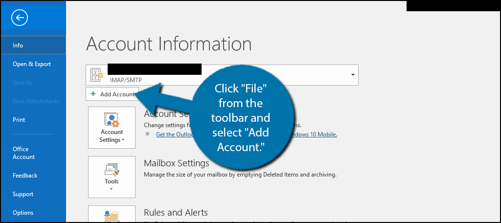 add email account to outlook imap