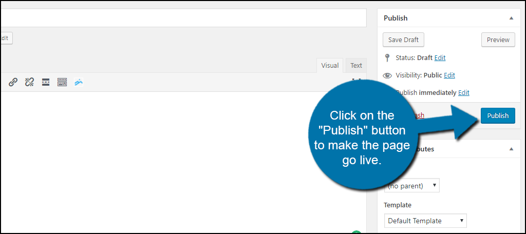 Click on the "Publish" button to make the page go live.