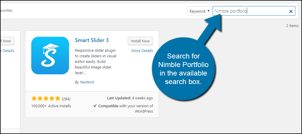 Search for Nimble Portfolio in the available search box. 