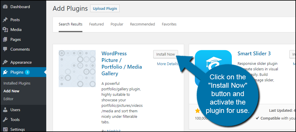  Click on the "Install Now" button and activate the plugin for use.