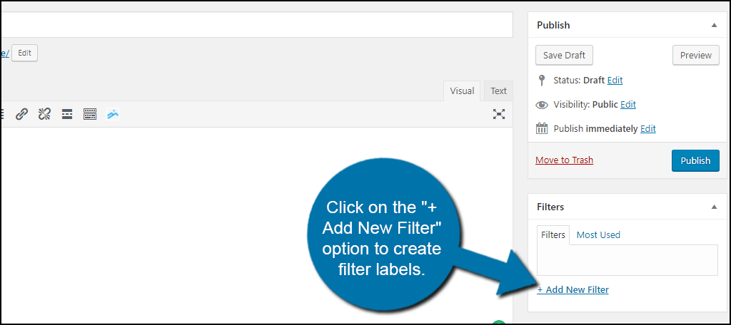 Haga clic en la opción "+ Agregar nuevo filtro" para crear etiquetas de filtro.