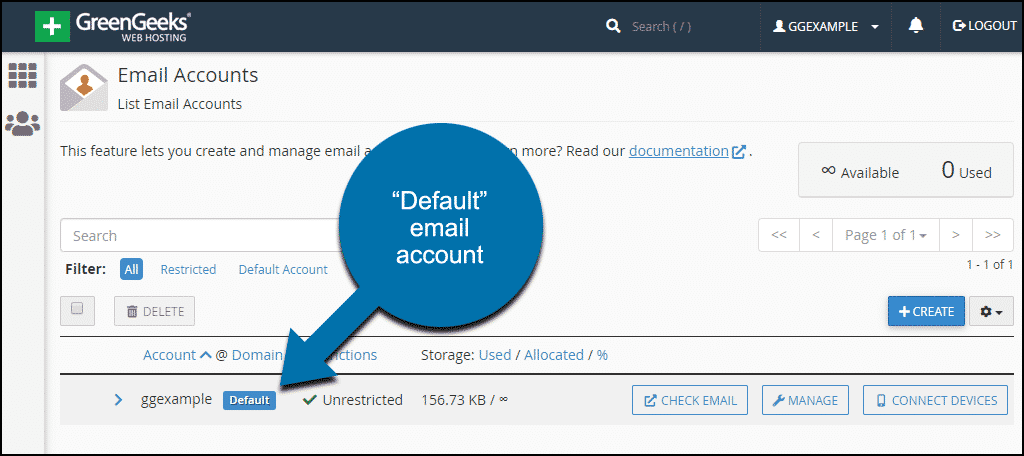default email account
