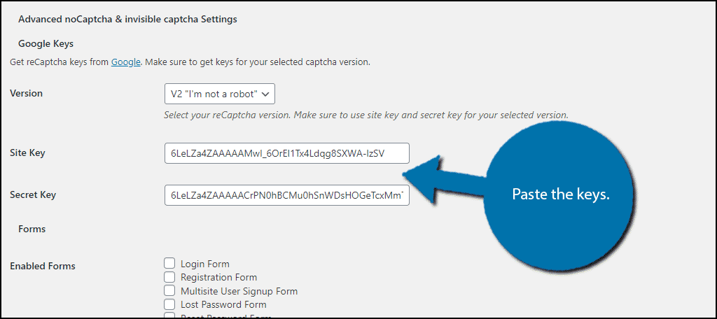 Paste Keys