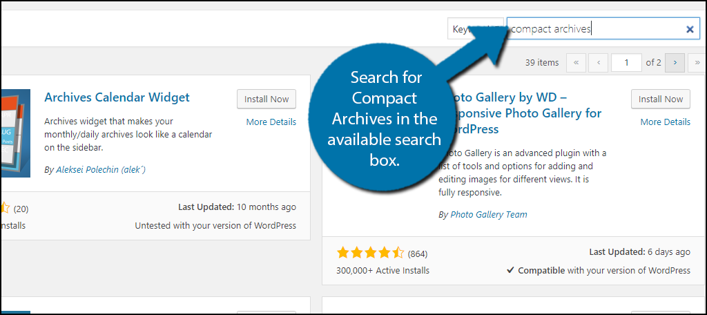 Search for Compact Archives in the available search box.