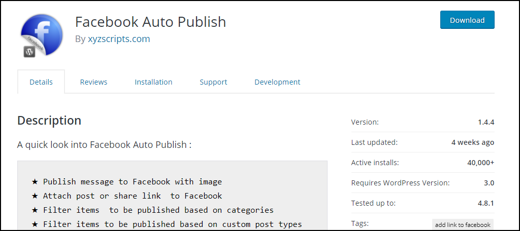 Facebook Auto Publish