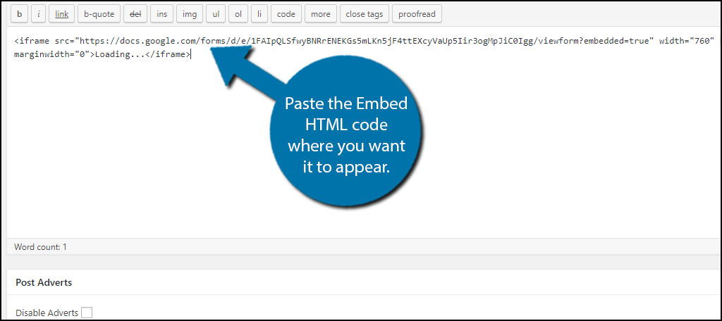 paste the Embed HTML code