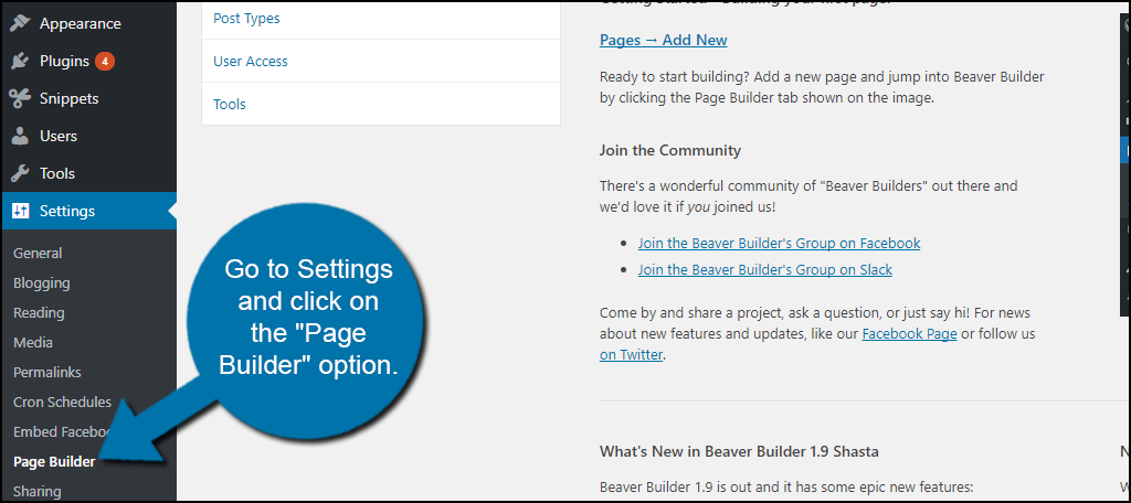 click on the "Page Builder" option.