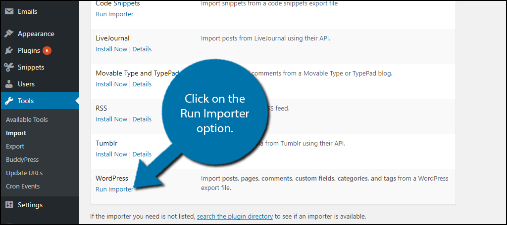 click on the Run Importer option.