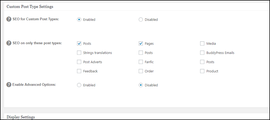 Custom Post Type Settings