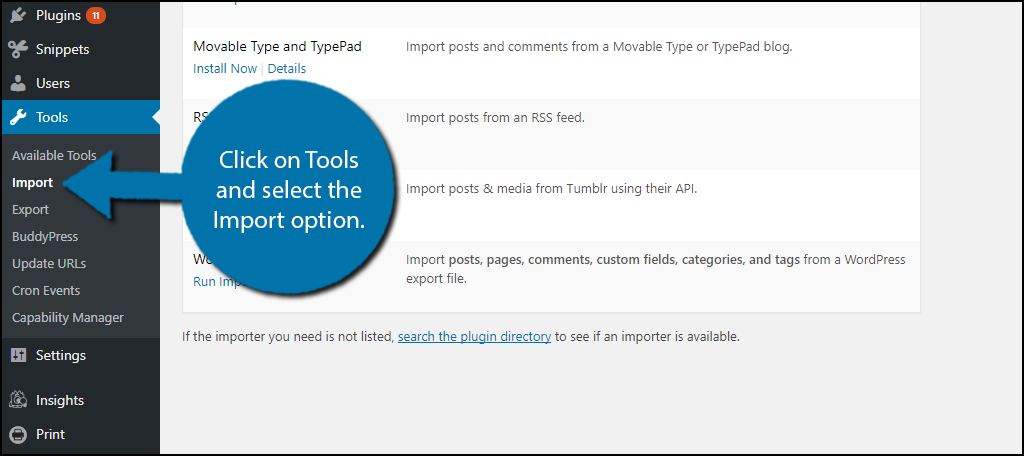 click on Tools and select the Import option.