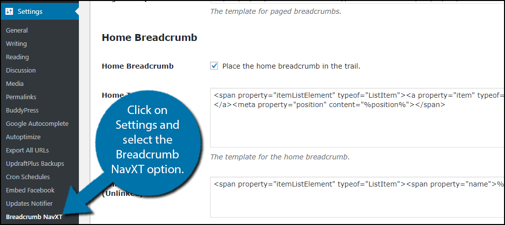 select the Breadcrumb NavXT option.