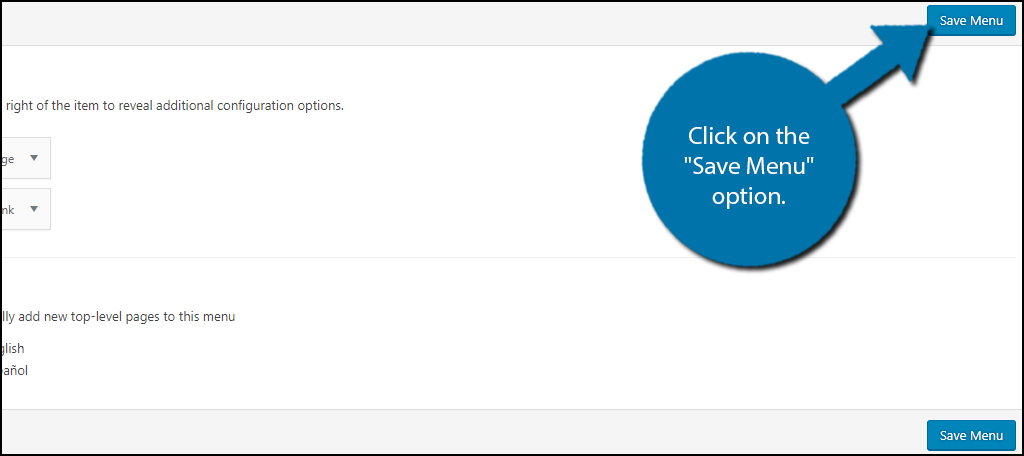 click on the "Save Menu" option.