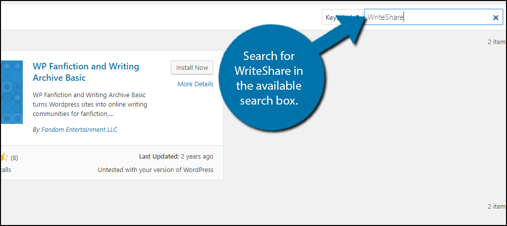 Search for WriteShare in the available search box.