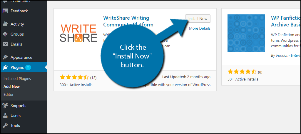 Click on WriteShare and select the Settings option.