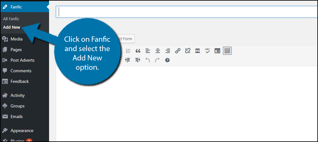 click on Fanfic and select the Add New option.
