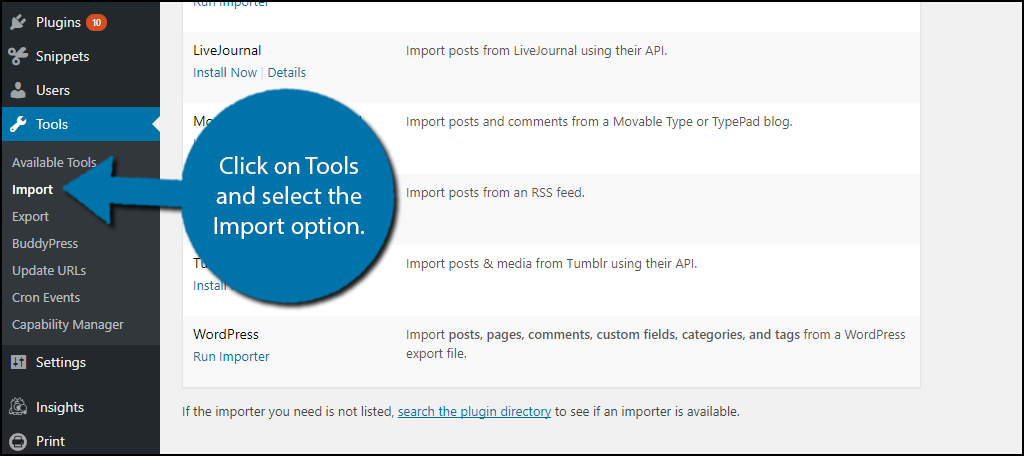 click on Tools and select the Import option.