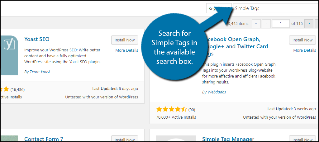 Search for Simple Tags in the available search box.
