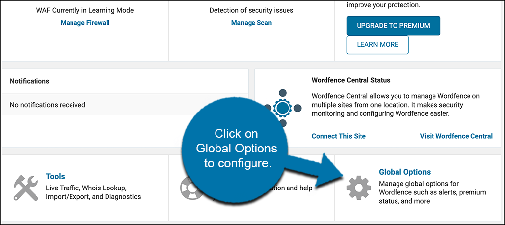 Click on global options tab