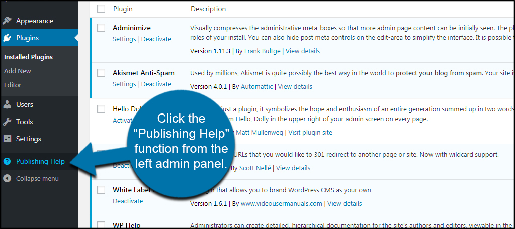 Publishing Help for wordpress client dashboard