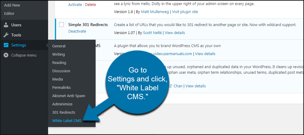 White Label Settings for custom wordpress client dashboard