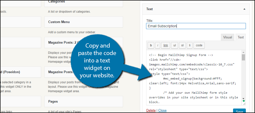 copy and paste the code into a text widget on your website.