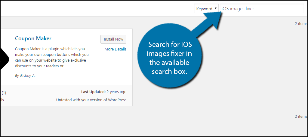 Search for iOS images fixer in the available search box.
