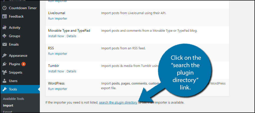 Click on the "search the plugin directory" link.