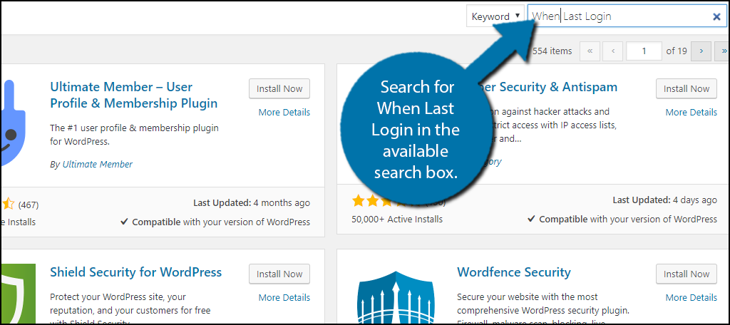 Search for When Last Login in the available search box.