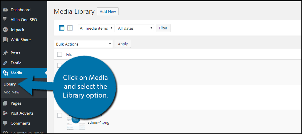 Click on Media and select the Library option. 