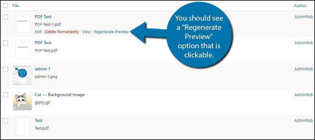 you should see a "Regenerate Preview" option that is clickable.