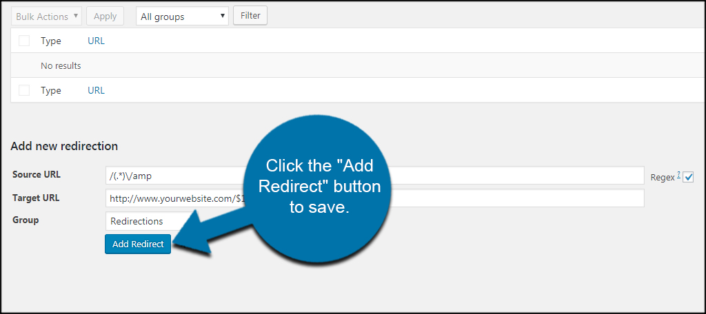 Add Redirect