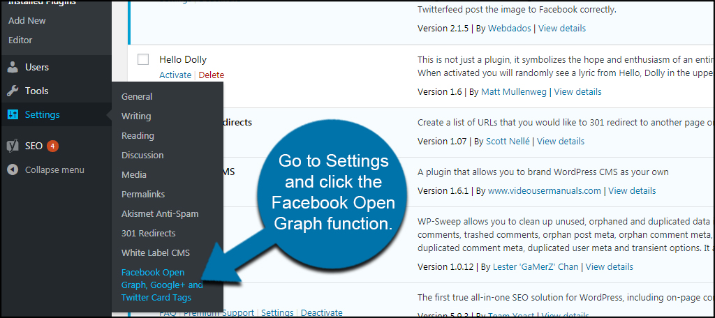 Facebook Open Graph Settings