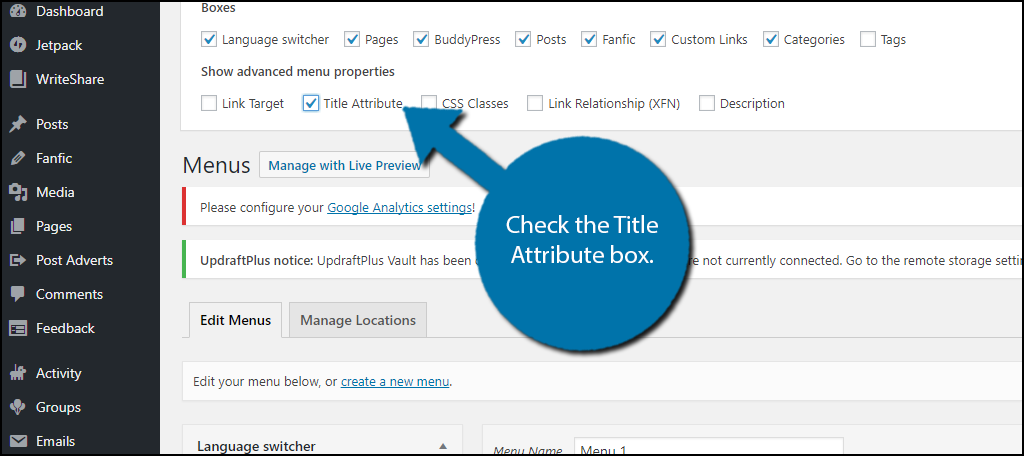 Enable titles for WordPress menus and images