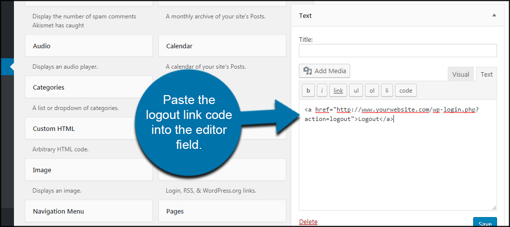 Paste Logout Code