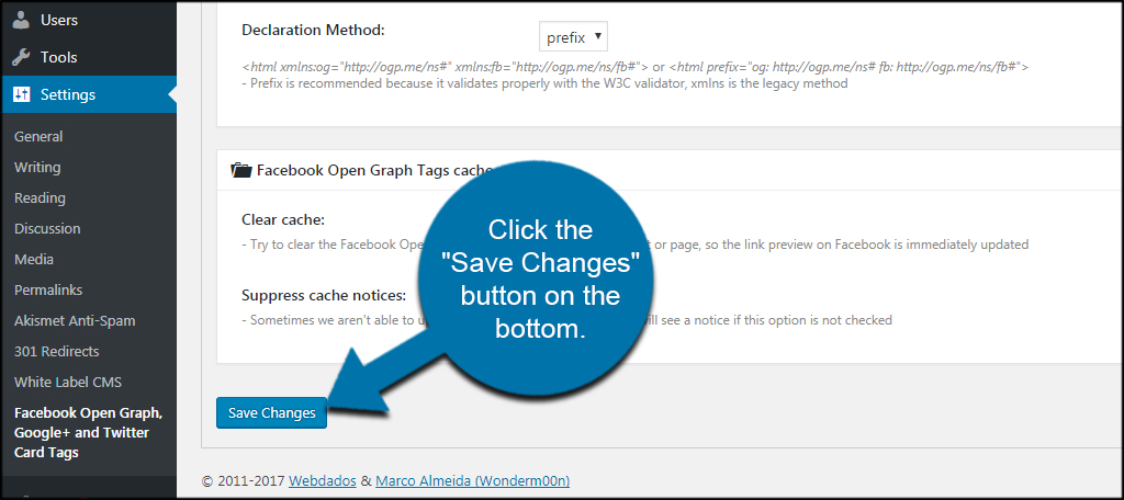 Save Open Graph Changes