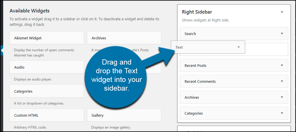 Sidebar Text Widget
