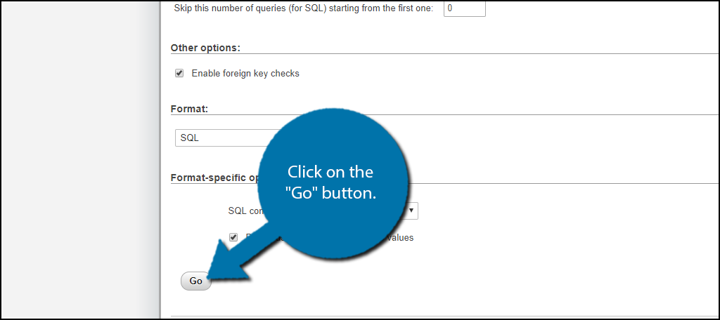 Click Go to Clone the WordPress Database