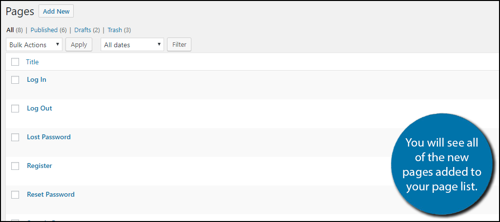 All of the new pages are now visible.