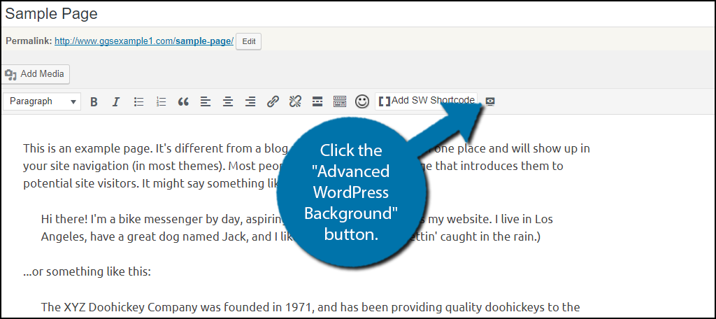 Click on the "Advanced WordPress Background" button.
