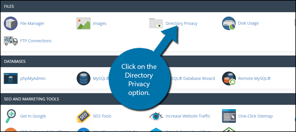 Click on the Directory Privacy option. 