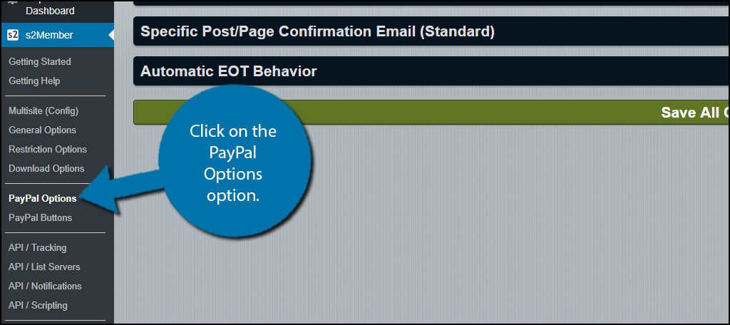 Click on the PayPal Options option. 